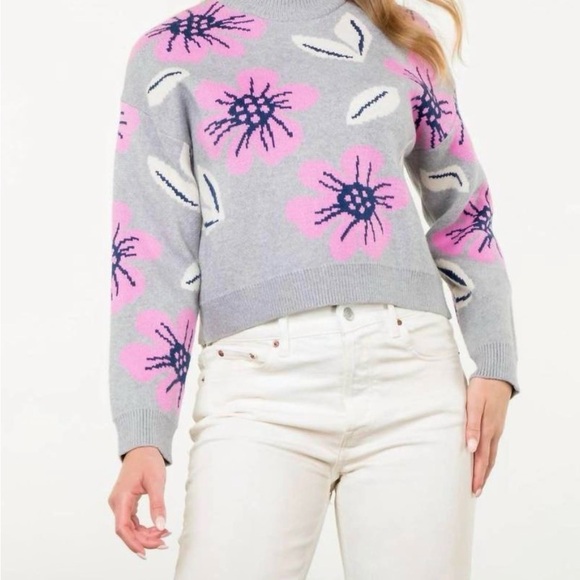 THML Pink and Gray Floral Teddi Sweater - Picture 5 of 5